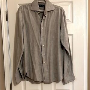 Gray Long-Sleeve Dress Shirt with Standard Collar